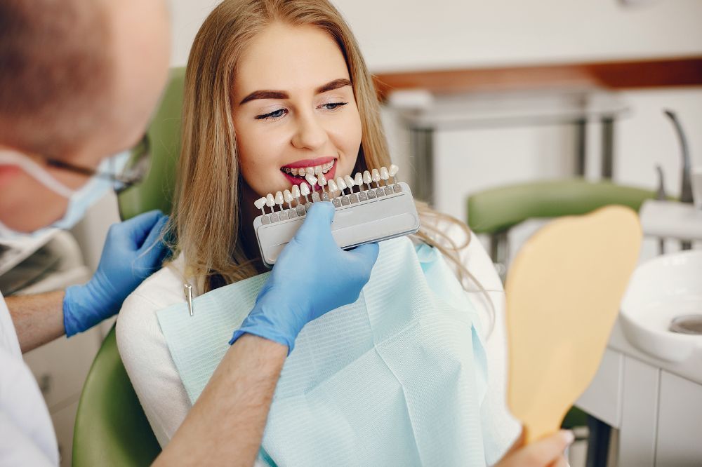 a women is getting dental treatment