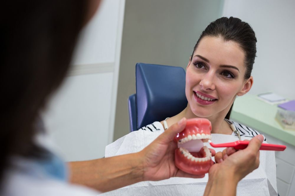 a women is getting dental treatment
